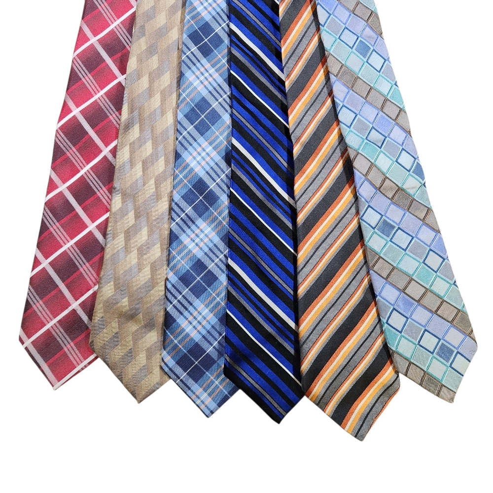 Lot Of 5 Neck Ties - Stafford Van Heusen Express Madison Pierre Cardin - Modern